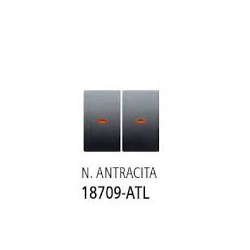 Tecla doble interruptor o conmutador con luminoso NEGRO ANTRACITA BJC IRIS 18709-ATL