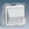 Placa de voz y datos inclinada con guardapolvo para 2 conectores RJ45 blanco Simon 82 82579-30