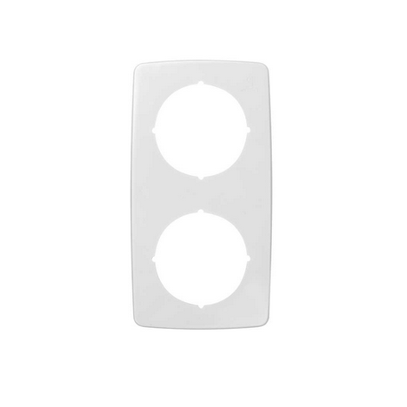 Marco con acabado en blanco para 2 elementos que presenta aberturas circulares en la parte central. Está incluido en la serie Si