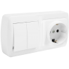 Base fija 2P+T, 16A 250V~ + doble Conmutador / interruptor 10AX 250V MUR36U