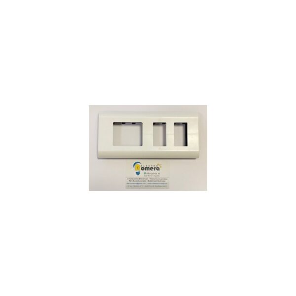 Placa 1 módulo ancho + 2 módulos estrechos EUROPOLI BLANCA 3079N-B