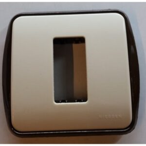 PLACAS SIN TORNILLO MARFIL  CON MARCO EMBELLECEDOR (89x97mm) CON EMBELLECEDOR MARRON