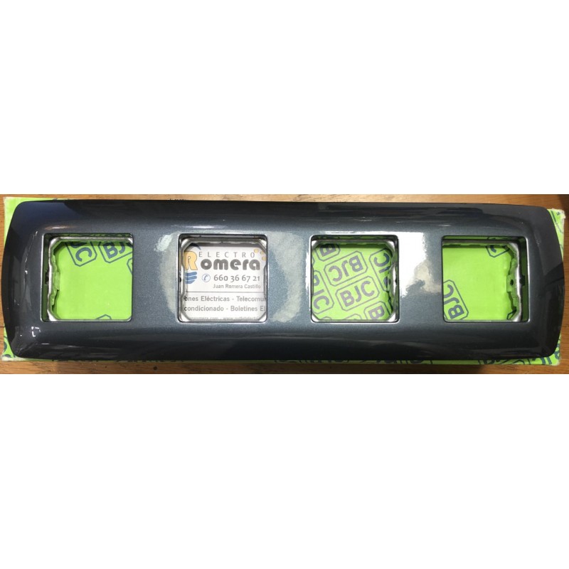 PLACA 8 MECANISMOS ESTRECHOS CON BASTIDOR ANTRACITA BJC SOL TEIDE 16214-AN