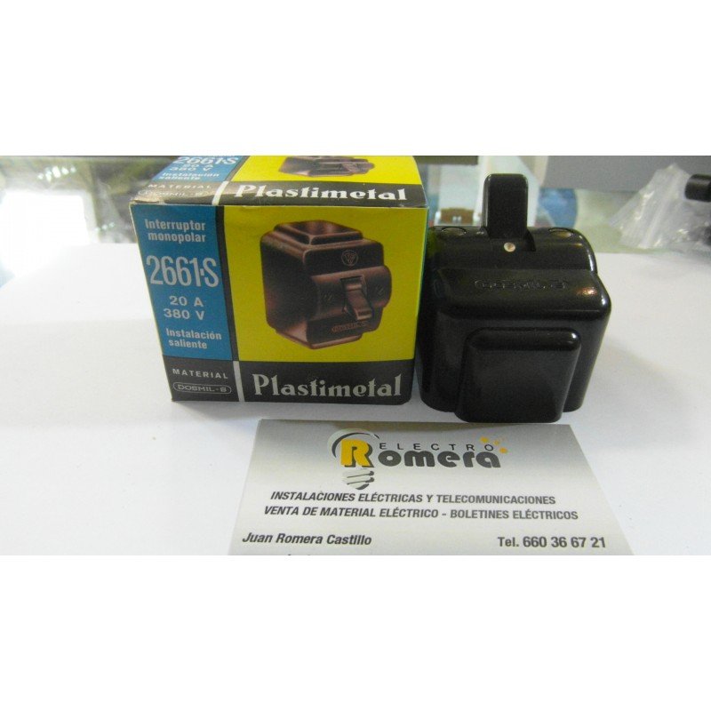 INTERRUPTOR UNIPOLAR 20A 380V SUPERFICIE  CAOBA