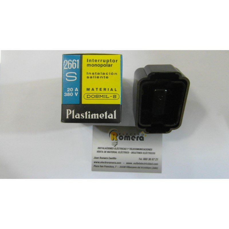 INTERRUPTOR UNIPOLAR 20A 380V SUPERFICIE  CAOBA