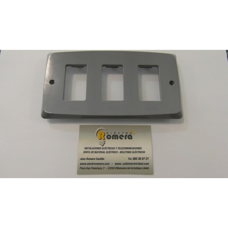 PLACA 3 MECANISMOS GRIS 3072 G