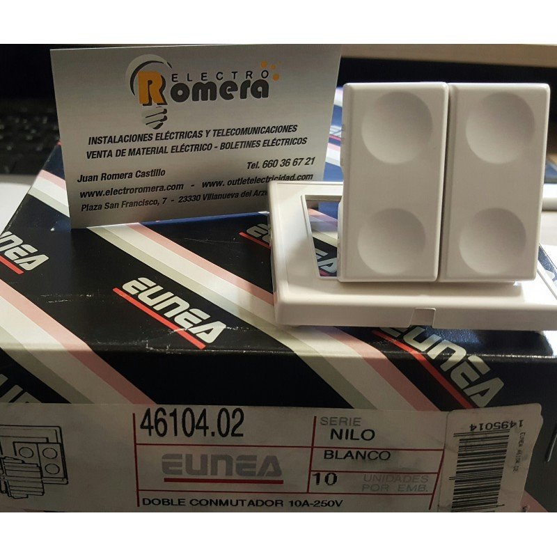 Doble conmutador 10a-250 V blanco 46104.02 nilo eunea