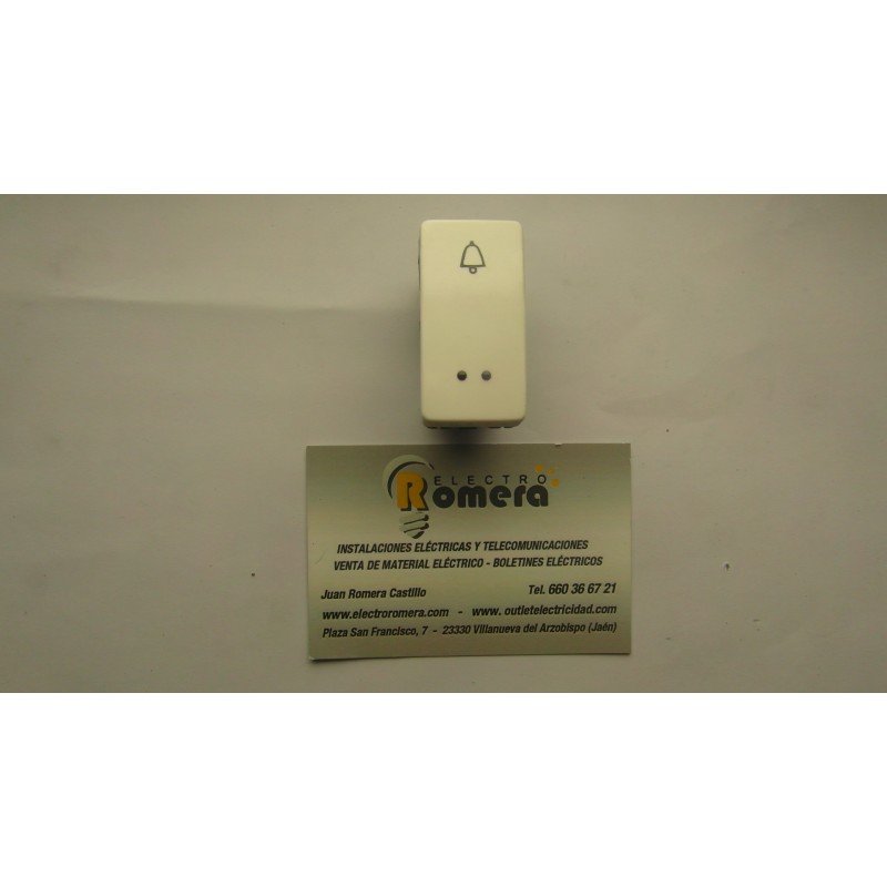 PULSADOR ESTRECHO TIMBRE CON VISOR BLANCO ALPINO