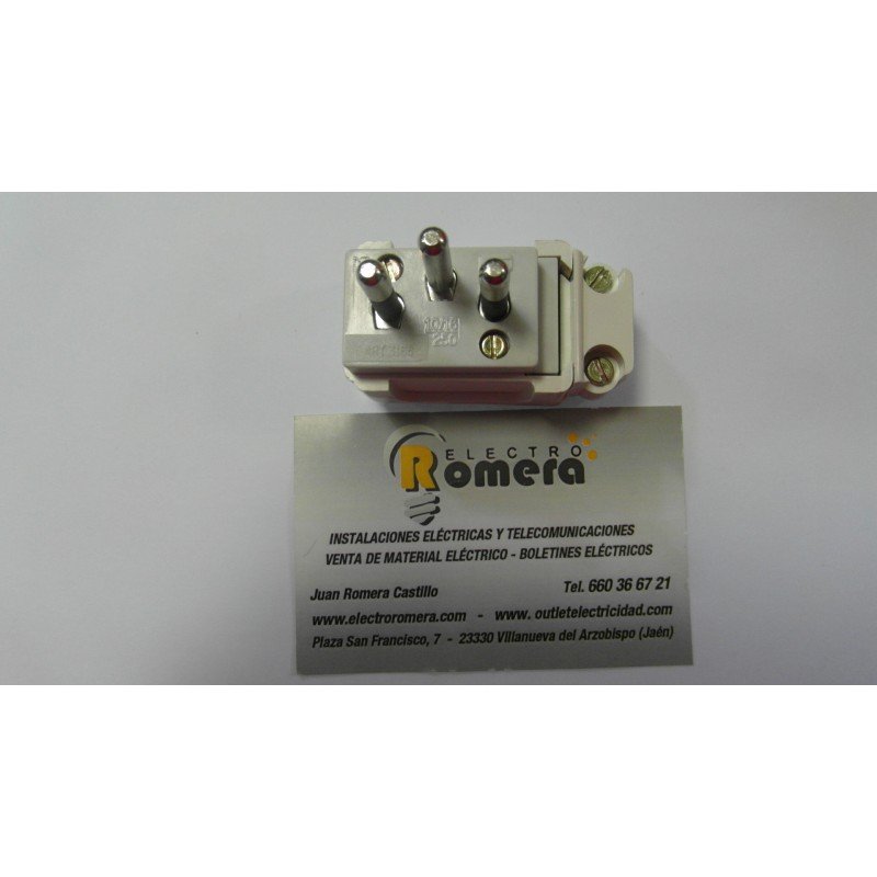 CLAVIJA 2P MAS T.T DESPLAZADA 10/16A 250V BLANCO 3168-B METROP
