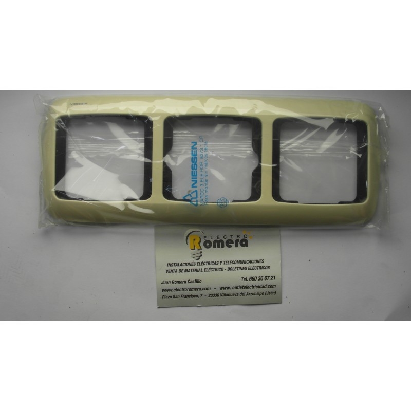 MARCO 3 ELEMENTOS HORIZONTALES SERIE ARCO CREMA