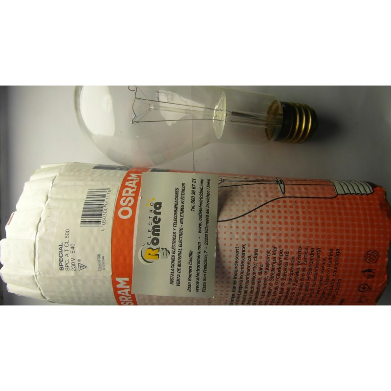 LAMPARA INCANCEDESCENTE CLARA SPECIAL SPC.AT CL 500 230V OSRAM 500W E40