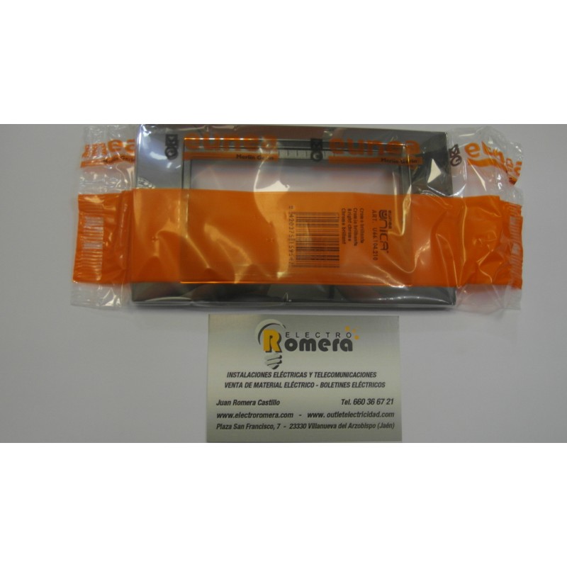 MARCO 4 MODULOS CROMO BRILLANTE GRAFITO EUNEA UNICA U66.104.210