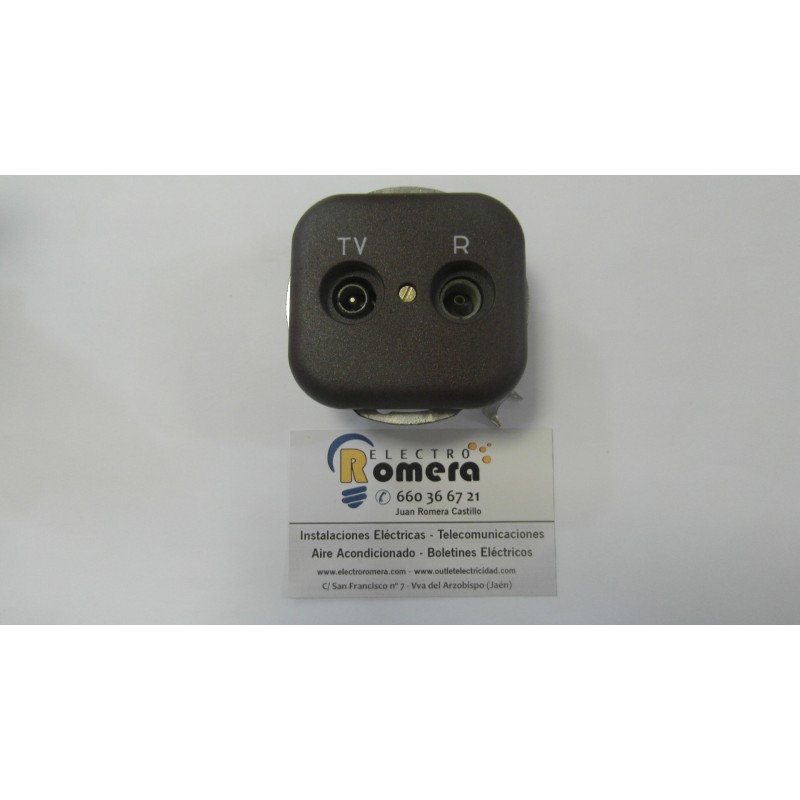 TAPA + MECANISMO TV/R MARRON SERIE LX