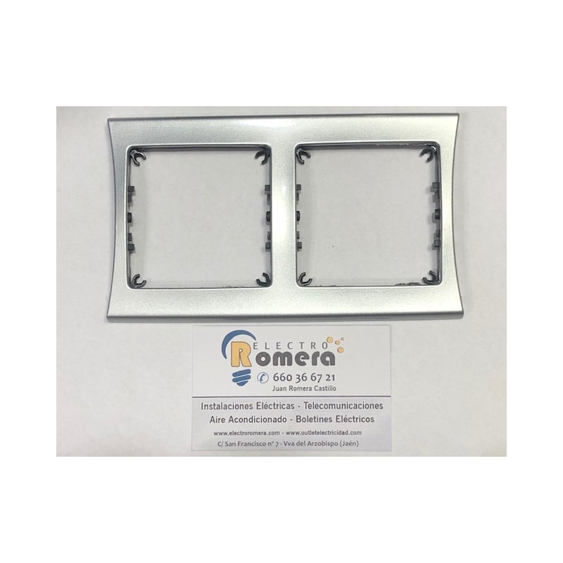 PLACA 2 ELEMENTOS HORIZONTAL ALUMINIO SIN EMBELLECEDOR