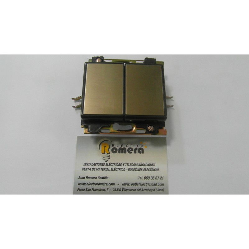 DOBLE CONMUTADOR BRONCE CON BASTIDOR Y GARRAS 15622