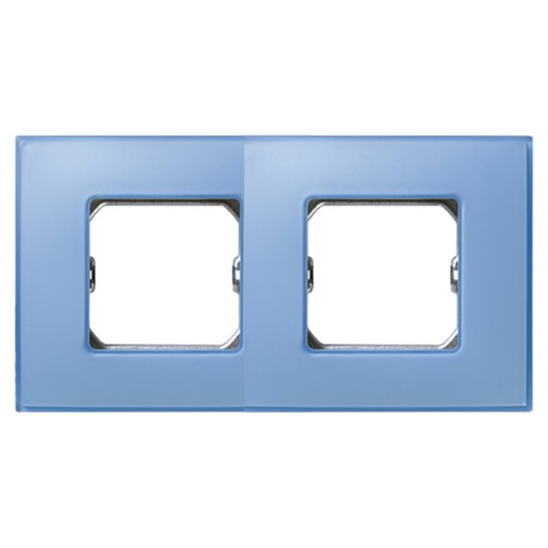 PLACA 2 ELEMENTOS SIN GARRAS CON BASTIDOR AZUL MATE 27772-63