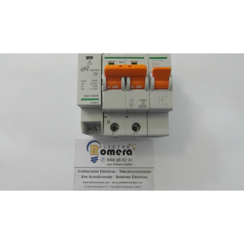 CONJUNTO SOBRETENSIONES 2MP40-D + CS21 Permanentes 40A + Transitorias tipo 2 monofásico CIRPROTEC