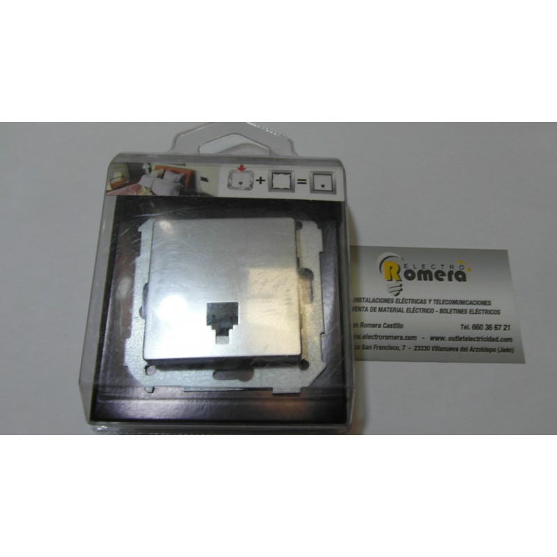 TOMA TELEFONO 6 CONTACTOS PARA RJ-12 ALUMINO MATE/GRIS