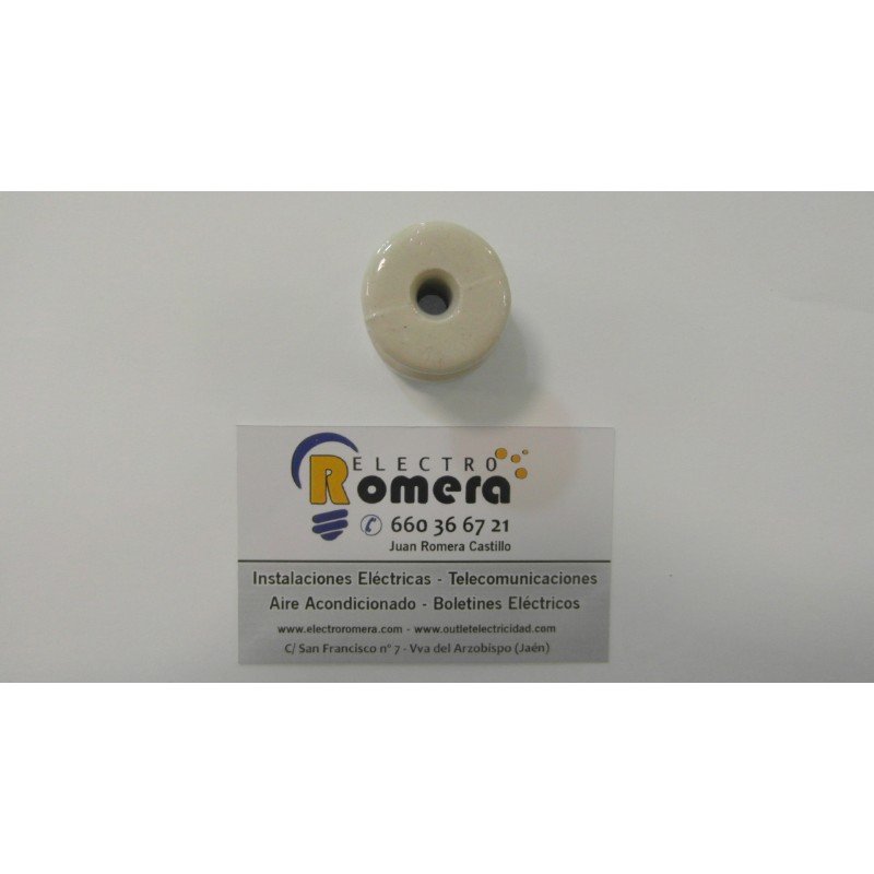 AISLADOR DE PORCELANA BLANCO PEQUEÑO ACABADO PLANO VINTAGE