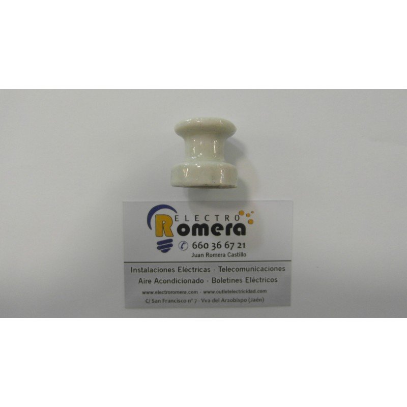 AISLADOR DE PORCELANA BLANCO PEQUEÑO ACABADO PLANO VINTAGE