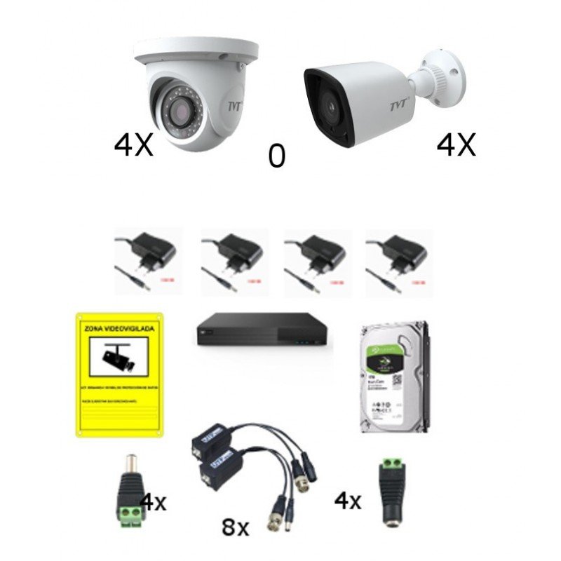 KIT 1 - 4 CÁMARAS 2 Mpx