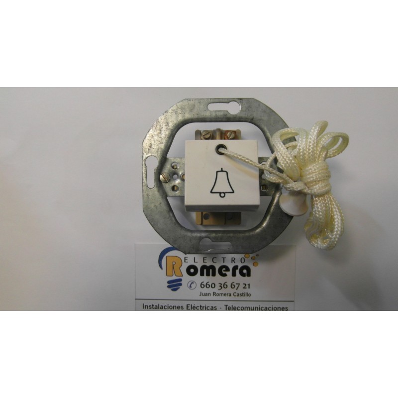 PULSADOR TIMBRE DE TIRADOR SIMON 32 BLANCO