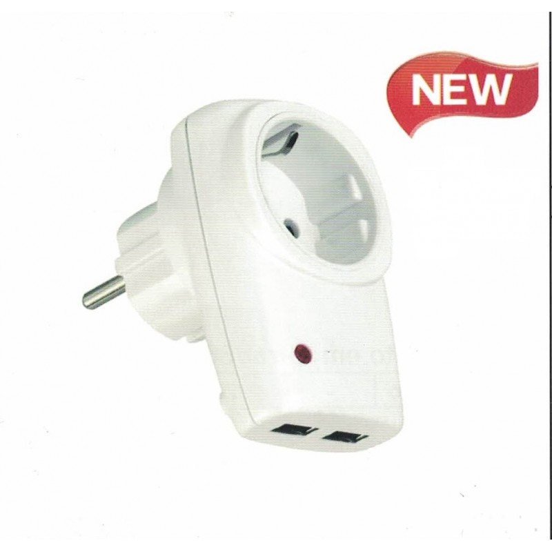 ENCHUFE CON BASE + 2 USB KRANG