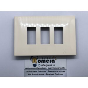 PLACA RECTANGULAR PARA 3 ELEMENTOS MARFIL