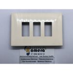 PLACA RECTANGULAR PARA 3 ELEMENTOS MARFIL