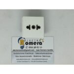 BASE ENCHUFE BIPOLAR Y TOMA DE TIERRA CON ADAPTADOR AMERICANO BJC BLANCO