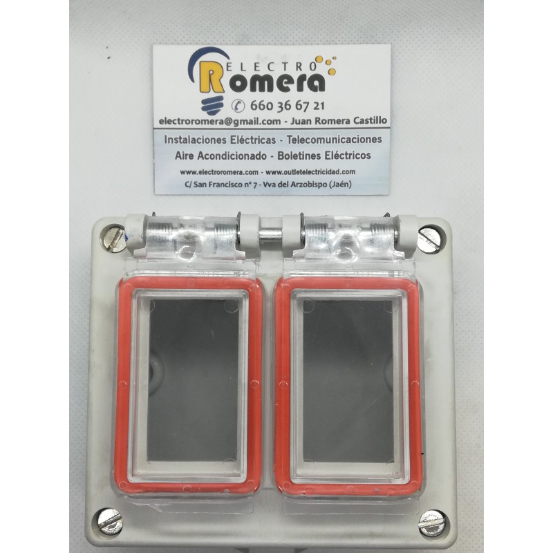 CAJA PARA 2 MECANISMOS CON TAPA ARTICULADA SUPERFICIE VILLAPLANA