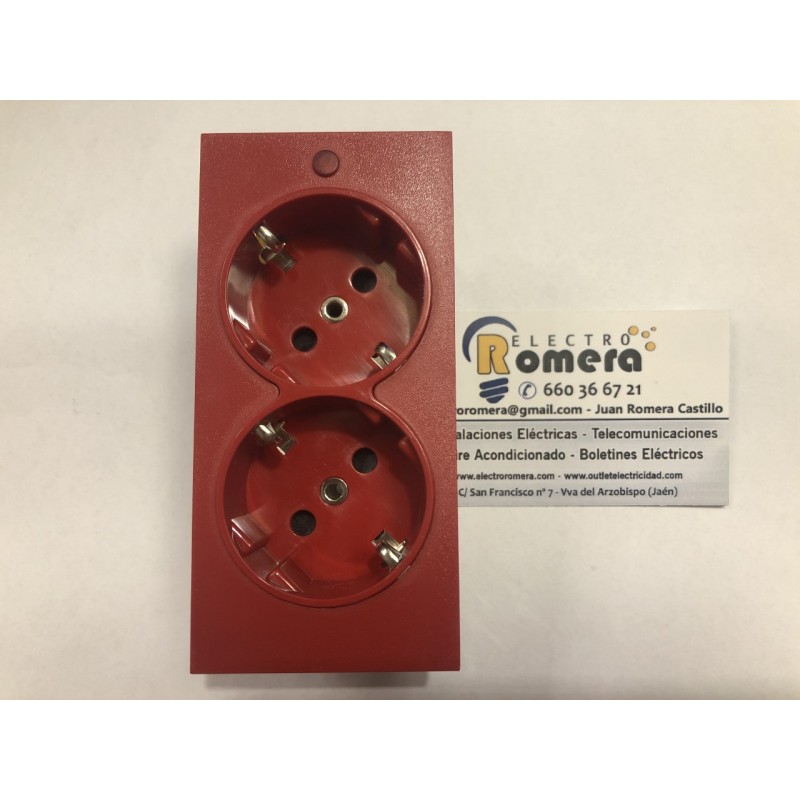 BASE DOBLE SCHUKO ROJA CIMA EMBORNAMIENTO A TORNILLO, QBT PROT Y PILOTO INDICADOR SIMON CONNECT CIMA