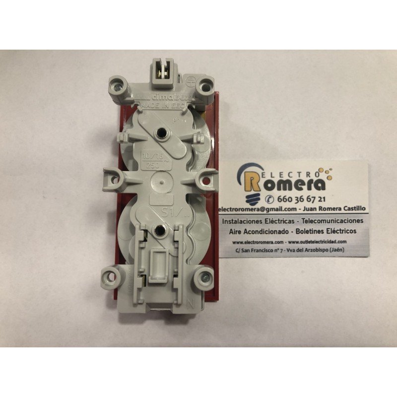 BASE DOBLE SCHUKO ROJA CIMA EMBORNAMIENTO A TORNILLO, QBT PROT Y PILOTO INDICADOR SIMON CONNECT CIMA