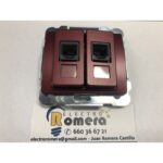 TOMA DOBLE FRONTAL TELEFONO 6 CONTACTOS ROJO RUBI BJC 18282 RR