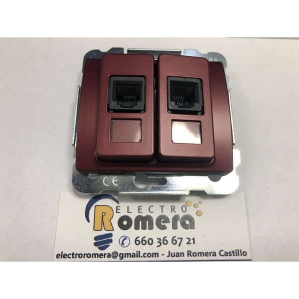 TOMA DOBLE FRONTAL TELEFONO 6 CONTACTOS ROJO RUBI BJC 18282 RR 1 TOMA DOBLE FRONTAL TELEFONO 6 CONTACTOS ROJO RUBI BJC 18282 RR