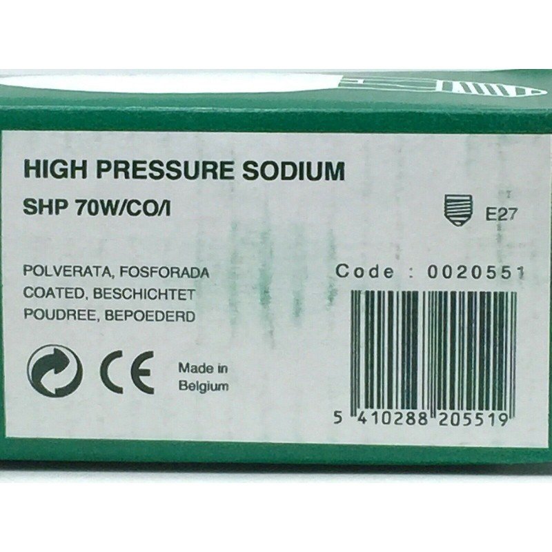 SYLVANIA SHP 70W/CO/I Lamp 70W HPS High Pressure Sodium E27