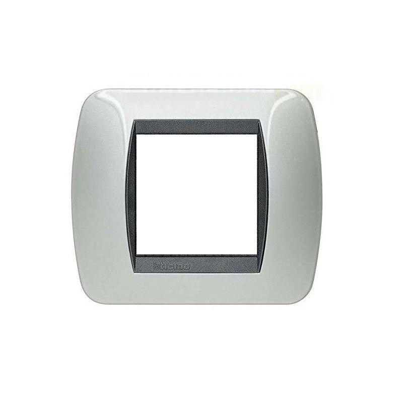 PLACA / MARCO 1 ELEMENTO O 2 ESTRECHOS COLOR ALUMINIO CLARO BTICINO LIVING L4802AL