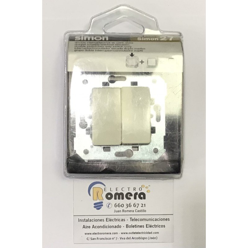GRUPO DOBLE INTERRUPTOR/CONMUTADOR MARFIL SIMON 27
