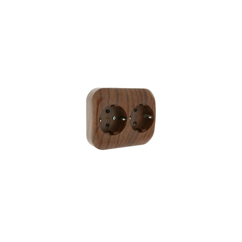 ENCHUFE EMPOTRABLE DOBLE MADERA SERIE 36.530
