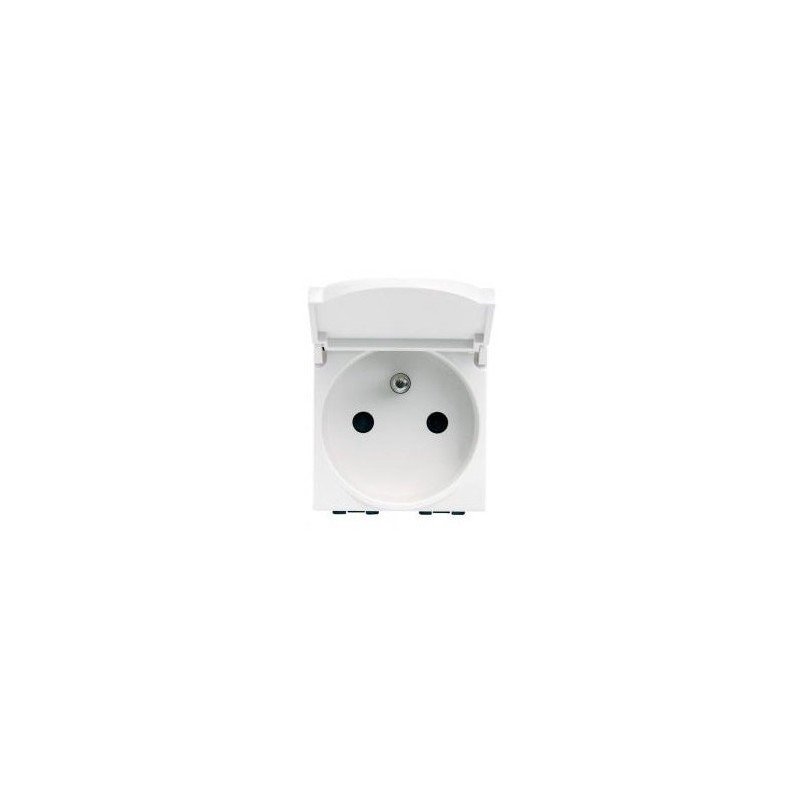 Base Enchufe Francesa con Tapa 2 Polos +Tierra 16A N4145 - Bticino LivingLight Blanco