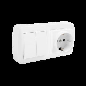 Base fija 2P+T, 16A 250V~ + doble Conmutador / interruptor 10AX 250V MUR36U