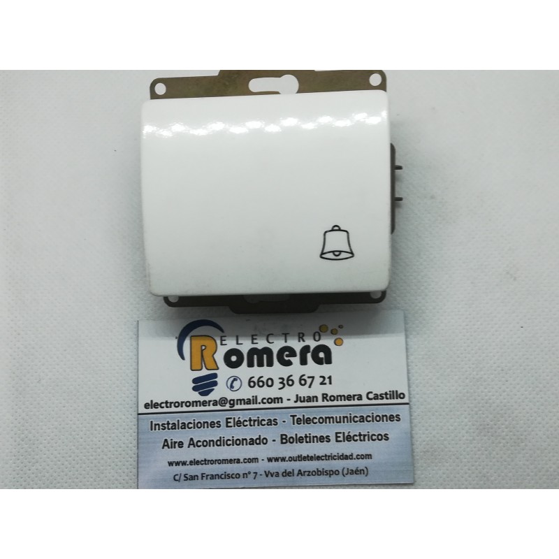 PULSADOR SIMBOLO CAMPANA BLANCO  10A 250V CON SIMBOLO DE USO
