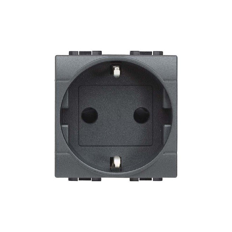Base de enchufe Bticino L4141 2P+TT 16A LivingLight 2 modulos Antracita