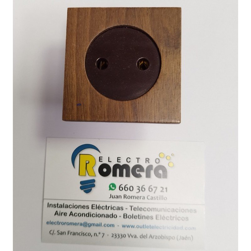 Enchufe bipolar roble oscuro 18501 plastimetal alpina