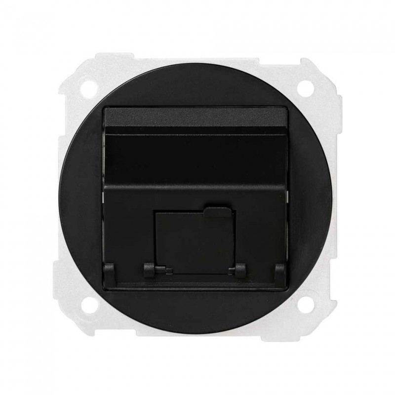 Placa de voz y datos plana con guardapolvo para 1 conector RJ45 AMP® grafito Simon 88 88081-38