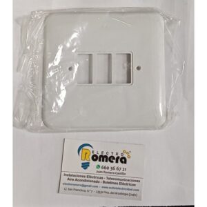 PLACA 3 ELEMENTOS RECTANGULAR  ESTRECHO PLASTIMETAL BLANCA