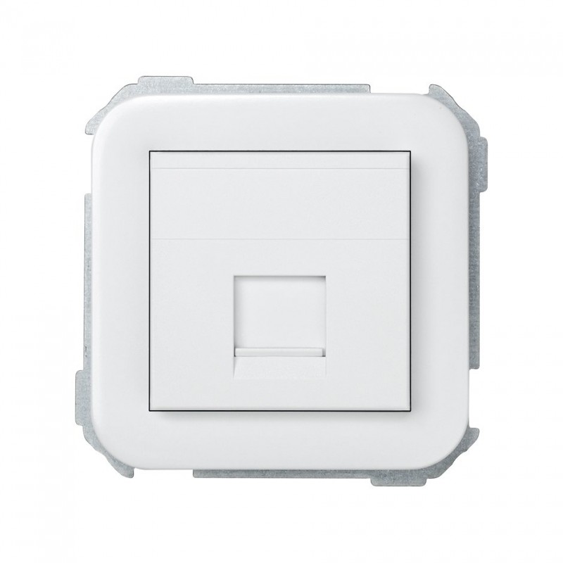 Placa de voz y datos plana con guardapolvo para 1 conector RJ45 AMP® blanco Simon 31 31085-60