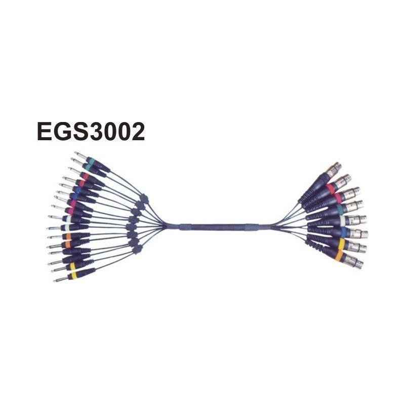 Manguera de 6m con 16 jack mono y 8 XLR hembra