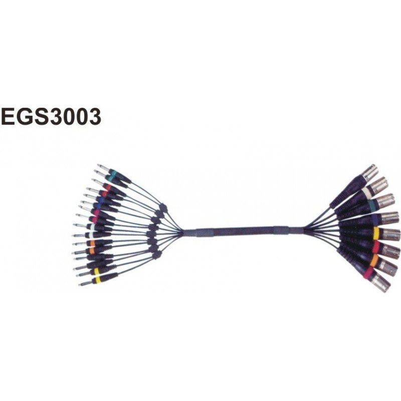 Manguera de 6m con 16 jack mono y 8 XLR macho EGS3003