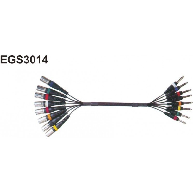Manguera de 6m con 8 jack mono y 8 XLR macho EGS3014